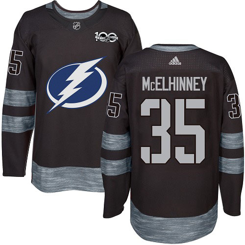 Adidas Tampa Bay Lightning Men 35 Curtis McElhinney Black 1917-2017 100th Anniversary Stitched NHL Jersey